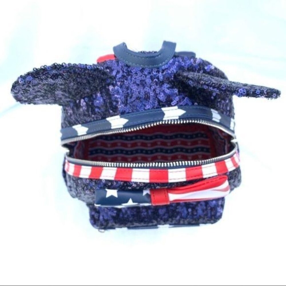 Disney Parks Loungefly Stars Stripes Americana Patriotic Sequin Mini Backpack - Picture 4 of 8